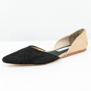 Matt Bernson dOrsay Flats 9.5 M Black Rose Gold Two Toned Snake Embossed Leather